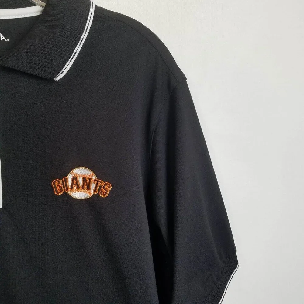 Antigua Mens Black SF San Francisco Giants Short Sleeve‎ Polo Shirt Size Large
